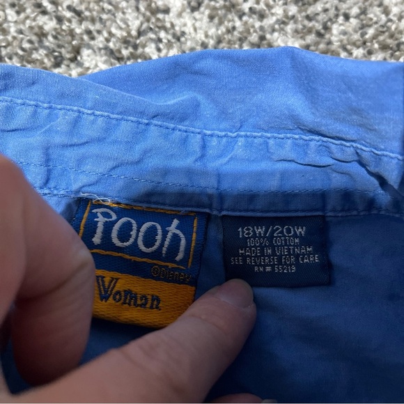 VTG Disney Shirt Womens 18W/20W Embroidered Pooh Tigger Flowers Pocket Button Up - Picture 5 of 10